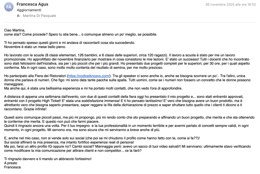 recensione creativa in affari francesca agus