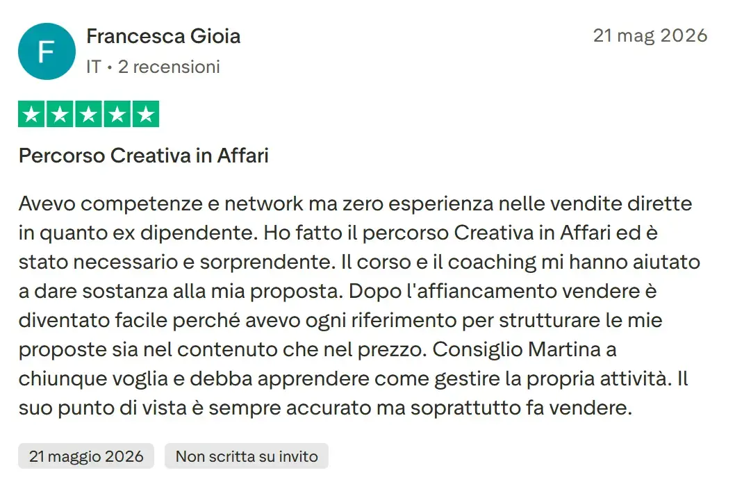 recensione creativa in affari francesca gioia